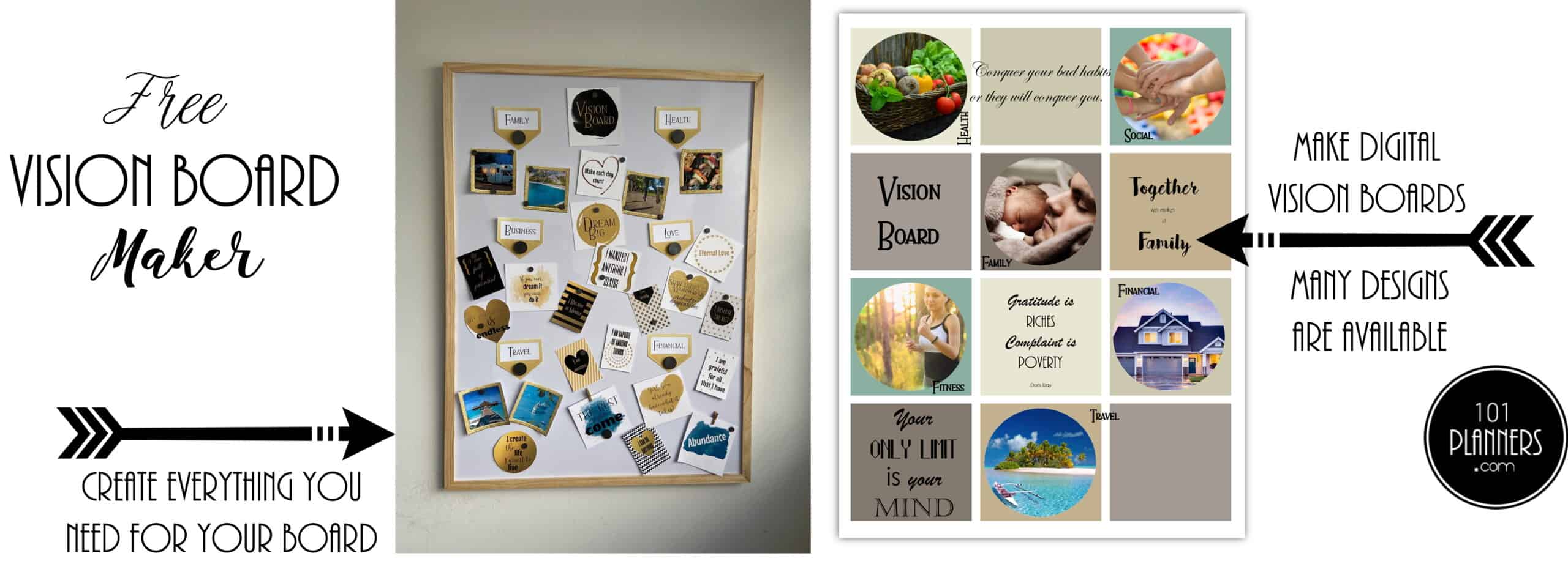 Vision Board  with a Free Vision Board printables, Workbook and Kit